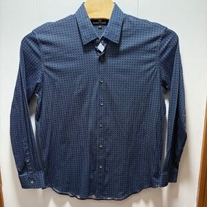 Butter Cloth Mens XL Blue Geometric Print Long Sleeve Button Down Cotton Shirt